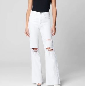 Blank NYC The Franklin in the Clouds Ribcage Wide Leg White Jeans Women’s 30 NEW